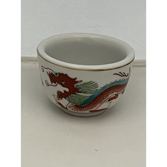 Vintage Other - Made In Japan Painted Dragon Restaurant Ware Used Sake Cup Bowl